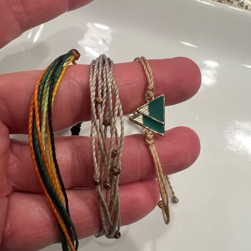 Pura Vida Green and Gold Bohemian Bracelet Set